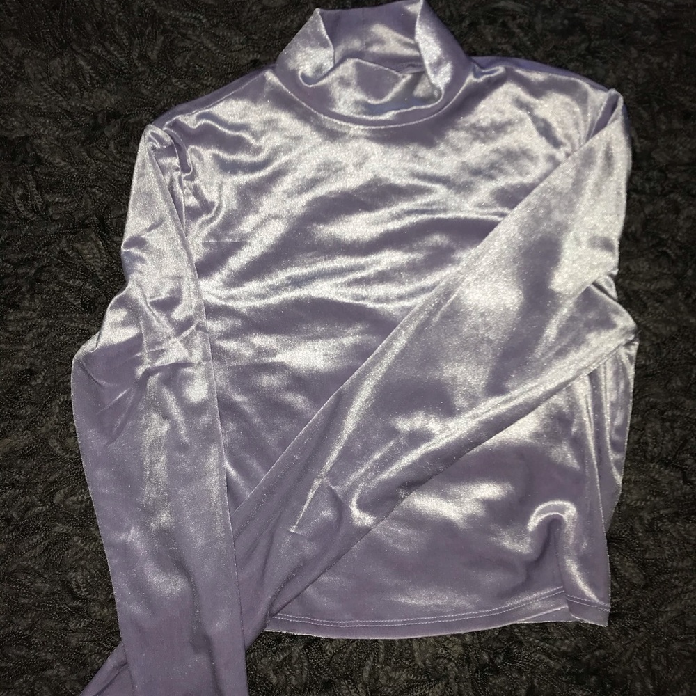 GARAGE Velvet Mock Neck Long Sleeve Crop Top
